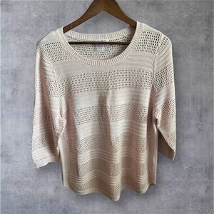 Allison Daley Petite Open Knit Sweater – Light Pink, Size PL